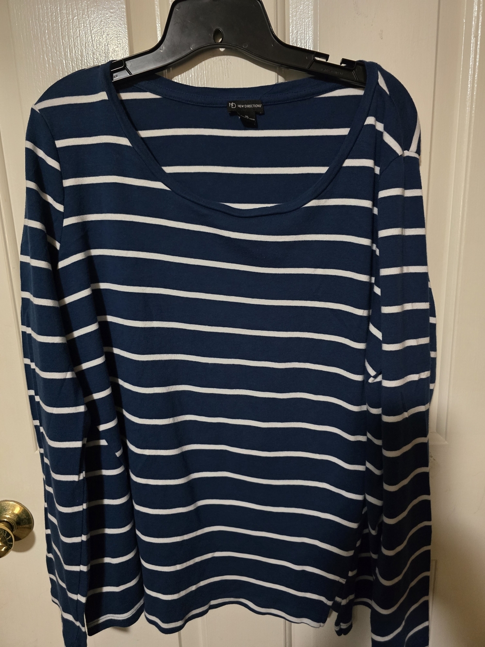 Navy & White Striped Long Sleeve Tee